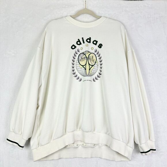 Adidas Tennis Academy Crew Sweatshirt Size Large Oversized Preppy Old Money - Picture 2 of 10
